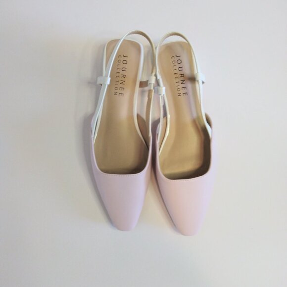 Journey Collection Women's Paislee Sling Back Block Heel Square Toe Flats Size 8 - Picture 5 of 6